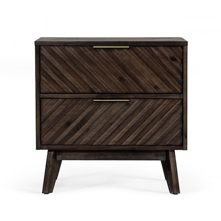 Homeroots 24" Solid Wood and Wood Two Drawer Nightstand 473034