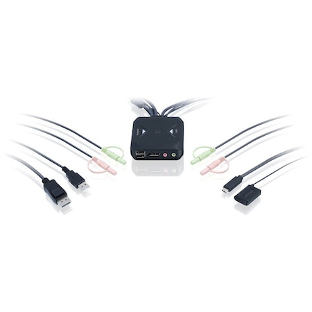 Iogear 2-port 4K KVM Switch with DisplayPort, USB-C and Audio GCS82DPC