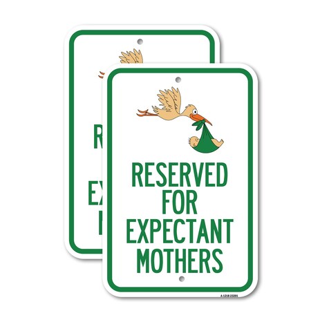 Signmission Reserved for Expectant Mothers With Stork & Baby Graph, 18'' X 24'', Heavy Gauge Aluminum, 2PK A-1824-2PACK-23201
