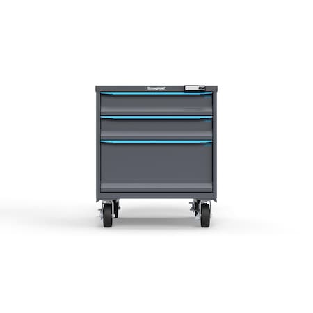 Strong Hold 3 drawer cabinet - (2x 5in, 1x 12in) - Blue accents - Electronic Lock S3036-PCRAS-0304FS
