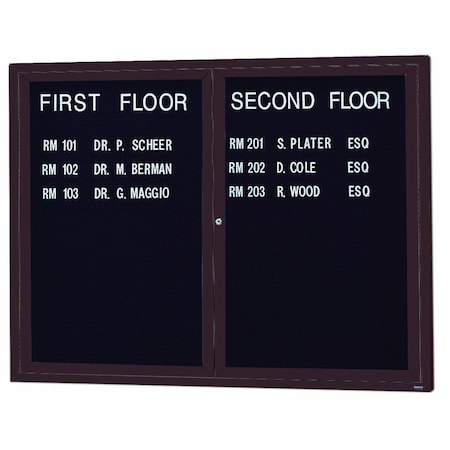 Aarco Enclosed Directory w/ Aluminum Frame, Bronze Anodized, Black Felt, 36''Hx48''W, 2 Doors ADC3648BA