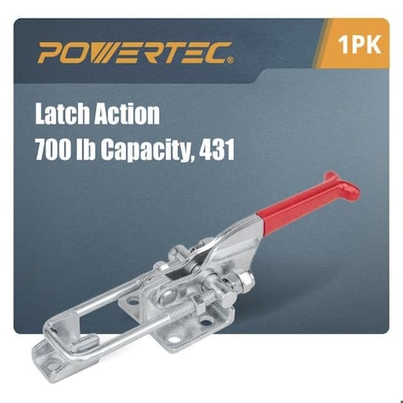 Powertec Toggle Clamp, 700 lbs Cap., 431 Adjustable U Bolt Latch, Antislip Hand Grip 20307N