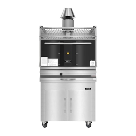 Koolmore 35.04 inch Stainless Steel Professional Charcoal Oven With Warming Racks And Bottom Cabinet KM-CHO35-SS-TRB