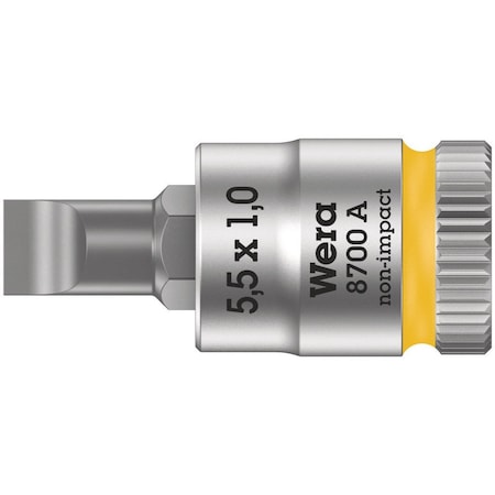 Wera 8700 A FL Slotted screws Zyklop bit socket, 1/4 in drive, 0.8 x 5.5 x 28 mm 5003320001