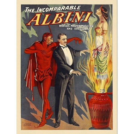 Homeroots 24" X 32" The Incomparable Albini Vintage Magic Poster Wall Art 393262
