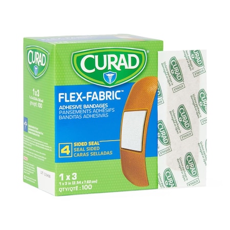 Medline CURAD Flex-Fabric Adhesive Bandages, 1in x 3in Strips, 100/Box, 1200PK NON25660