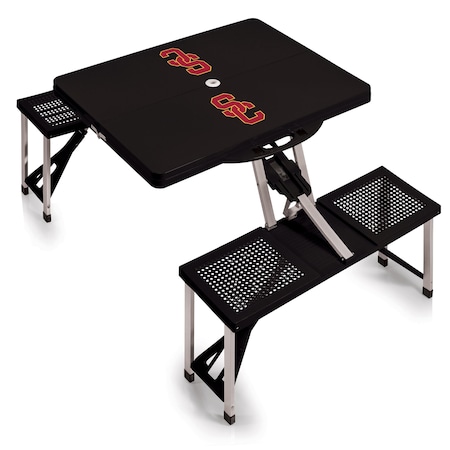 Picnic Time Family Of Brands USC Trojans - Picnic Table Portable Folding Table, Black 811-00-175-094-0