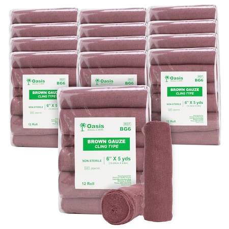 Oasis Brown Gauze Rolls 6"x5 Yards, 144PK BG6