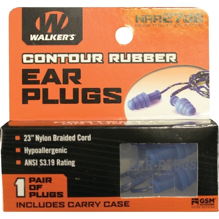 Walkers Contour Rubber Corded Blue Ear Plugs GWP-TPRCORD-BL
