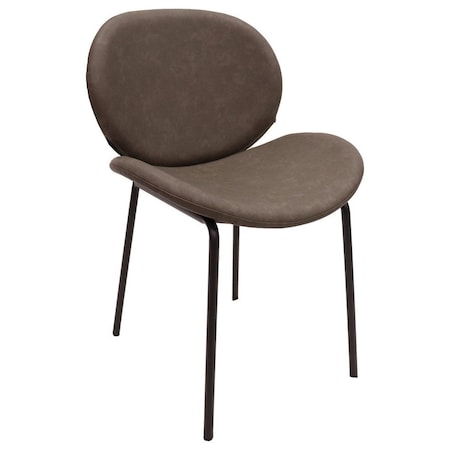 Leisuremod Servos Dining Side Chair in Upholstered Faux Leather & Powder Coated Iron Frame, Elephant Grey SCBL-22DGR