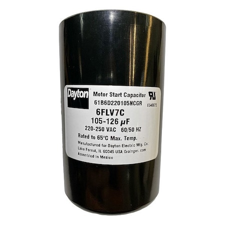 Dayton Motor Start Capacitor, Round 6FLV7
