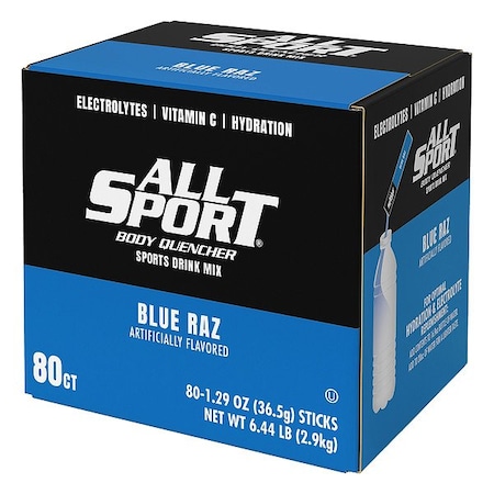 All Sport Powder Drink Mix, 1.3 oz, Blue, PK80 10121241