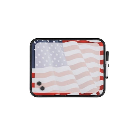 Mastervision 11x14" Flag Design Magnetic Dry Erase Boards, Black Plastic Frame CLK027202