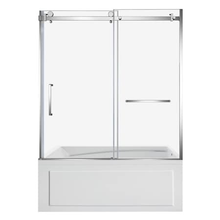 Kingston Brass 60" Acrylic Anti-Skid Alcove Right-Hand Drain Tub with Left Sliding Tub Door, White/Polished Chrome KVTAM6032R22B1