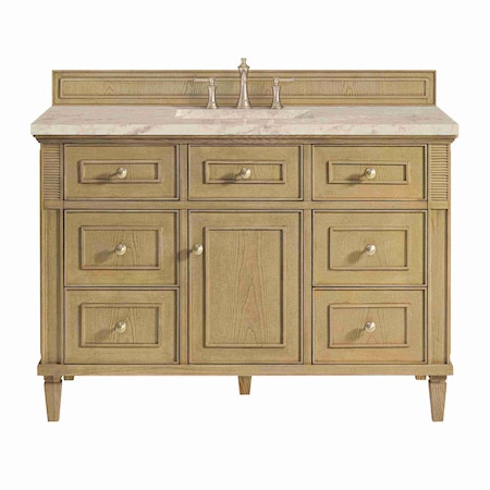 James Martin Vanities Lorelai 48" Single Vanity, Light Natural Oak, w/ 3 CM Tajnar Eclos Top 424-V48-LNO-3TJR