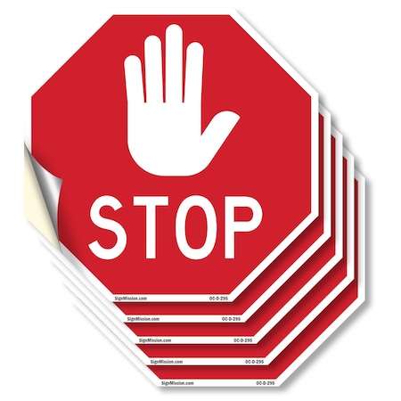 Signmission Stop, 4 inch X 4 inch, Vinyl Decal, 5PK OC-D-5PACK-4-295