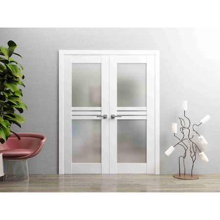 Vdomdoors Double French Interior Door, 36" x 80", White MELA7222DD-WS-36
