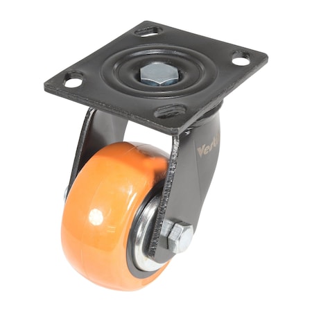 Vestil Polyurethane Swivel Caster 4 In. Diameter x 2 In. Width 551 Lb. Capacity Orange/Silver CST-E6-4X2PUP-S