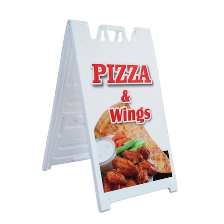 Signmission Pizza & Wings, A-Frame & 2 Sign Inserts, Heavy-Duty Plastic Frame SBHD-C-2436-Pizza & Wings