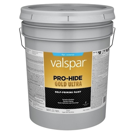 Valspar Pro-Hide Gold Ultra 6500 Latex Paint, Acrylic Base, Flat Sheen, Super One Coat White, 5 gal 028.0065000.008