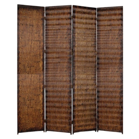 Homeroots 84" Brown Wood Folding Four Panel Screen Room Divider 274907
