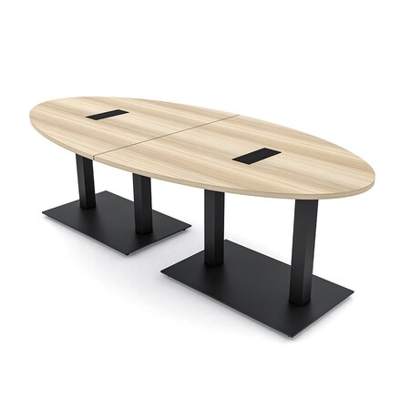 Skutchi Designs Oval Conference Table With Power, 48 in W, 96 in L, Brown HAR-OVL-48X96-DOU.BK-K525-EBLK