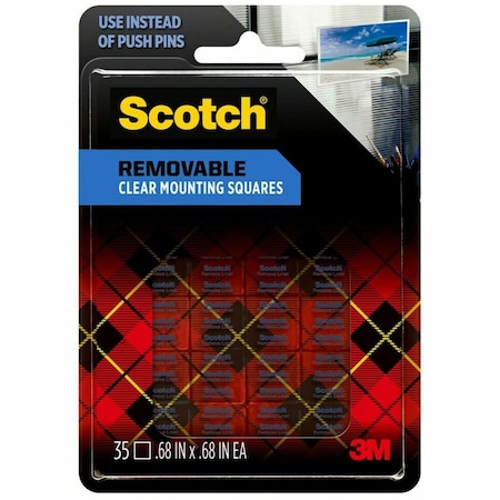 Scotch Removable Clear Mounting Squares, PK35 859