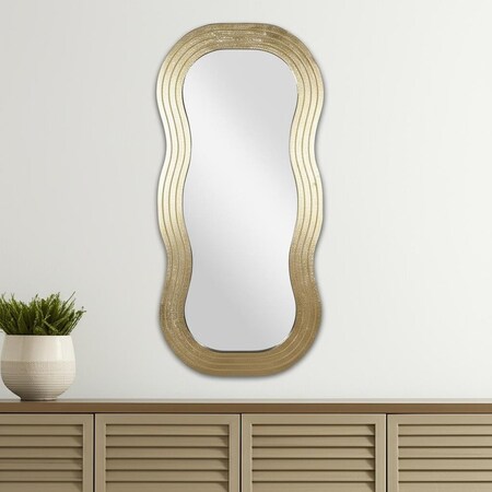Homeroots 48" Gold Wood Abstract Accent Mirror 574052