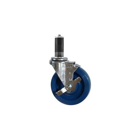Service Caster 5'' SS Solid Poly Swivel 1-1/4'' Expanding Stem Caster with Brake SCC-SSEX20S514-SPUS-TLB-114