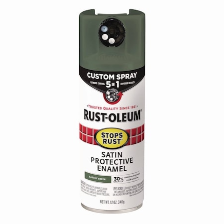 Rust-Oleum Stops Rust 5-in-1 Spray Paint, Satin Earthy Green, 12 oz Aerosol Can 383421
