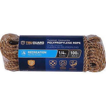 Vortex 0.25 in. x 100 ft. Tru Gaurd Poly Rope, Tan VO830382