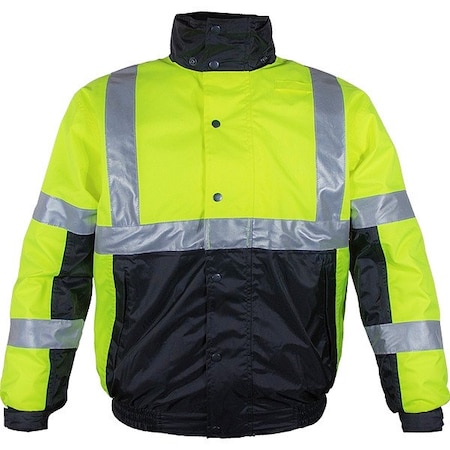 Reflective Apparel Factory Safety Bomber Jacket, Hi-Viz, 2XL 414STLB - 2XL