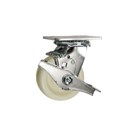 Service Caster 4 Inch Stainless Steel Nylon Swivel Caster with Roller Bearing and Brake SCC SCC-SS30S420-NYR-TLB