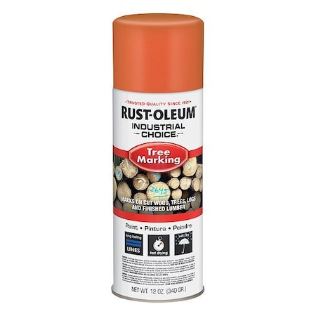 Rust-Oleum Industrial Choice T1600 Tree Marking Spray Paint, Fluorescent Orange, 12 oz 306524