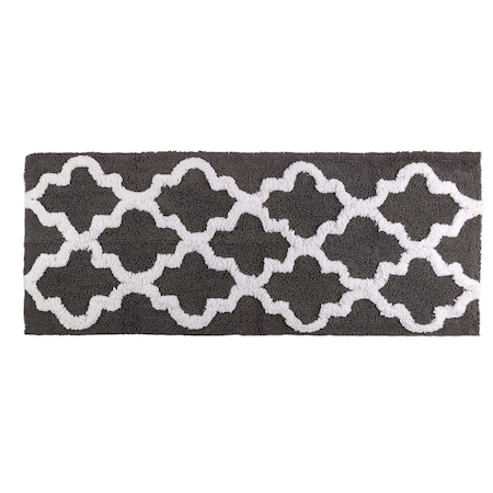 Lavish Home Bathroom Rug Long Non Slip Bath Mat with Trellis Pattern Extra Soft Absorbent Cotton Bath Mat Runner 67-0029-CH