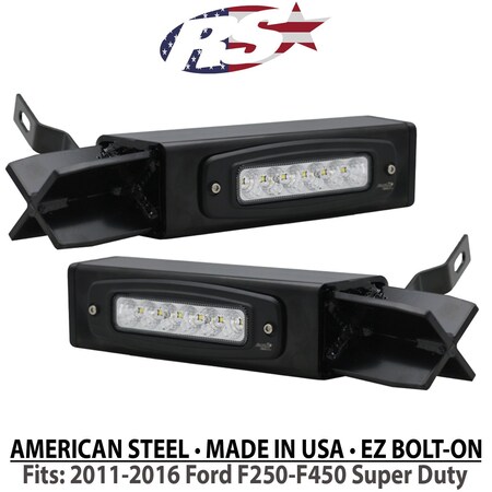 Race Sport Lighting 2011-2016 Ford F250-F450 Chrome Series Bolt On Hitch Bar Reverse Light Kit, 2PK FHDHB1116SL