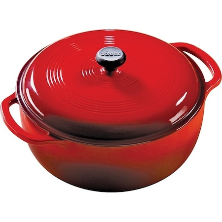 Lodge Lodge EC6D43 Dutch Oven, 6 qt Capacity, Iron, Red EC6D43
