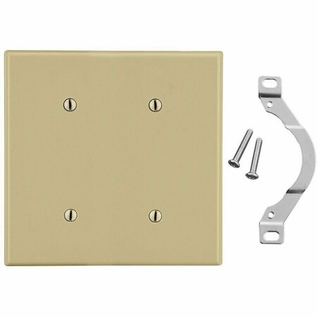 Hubbell Wiring Device-Kellems Wallplate, 2-Gang, 2 Strap Mount Blank, Ivory P24I
