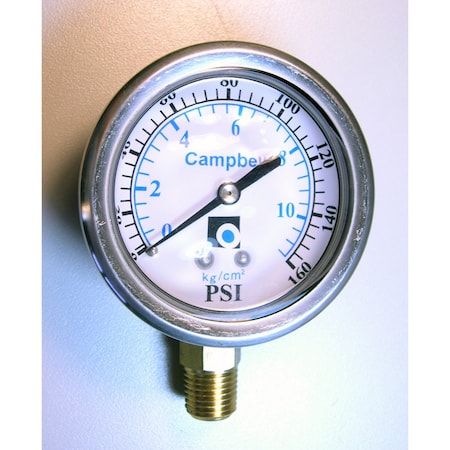 Campbell Steel 1/4 in. Liquid Filled Pressure Guage PG12T-L-NL