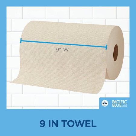 Georgia-Pacific Pacific Blue Ultra Hardwound Paper Towels, 1 Ply, Continuous Roll Sheets, 500 ft, Brown, 6 PK 26611