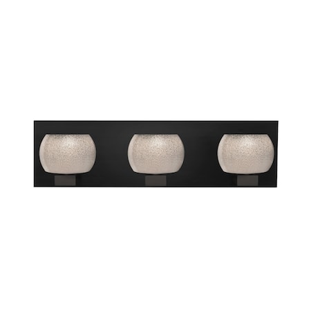 Besa Lighting Besa, Keno Vanity, Smoke Sand, Black Finish, 3x3W LED 3WF-KENOSM-LED-BK