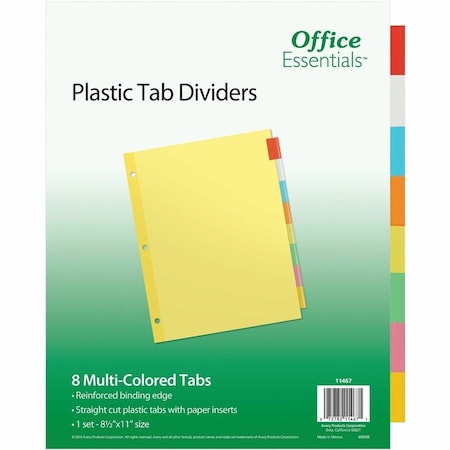 Avery Dennison Avery Office Essentials Economy Insertable Tab Divider, 8.5"x11", 8 Tabs, Buff, Translucent/Multi 11467