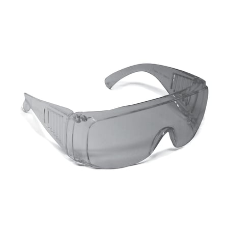 Optimax Visitor Safety Glasses, Single-Piece PC Lens, Vented Temples, Gray Lens, 12PK 155G