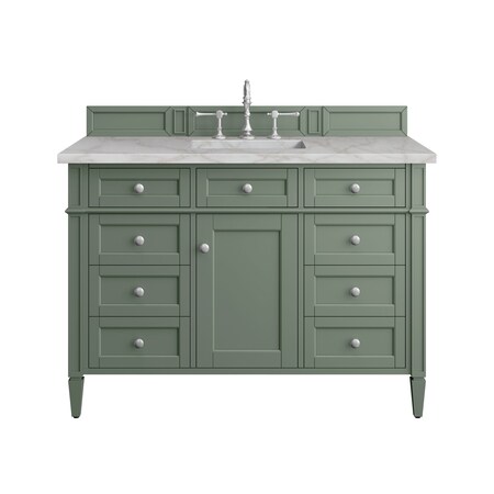 James Martin Vanities Brittany 48'' S Vanity, Smokey Celadon w/ Victorian Sil Top w/FreePower Wireless Charger 650-V48-SC-FVSL