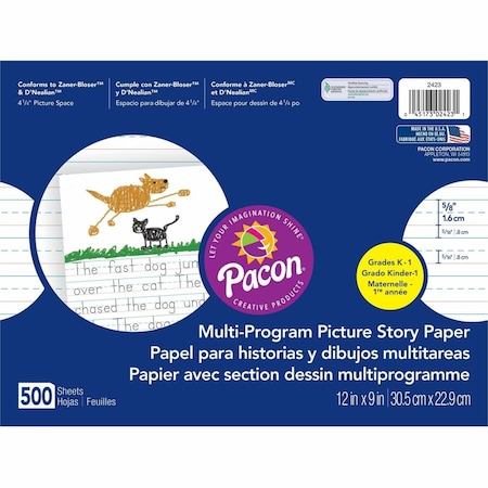 Pacon Multi-Program Picture Story Paper, 12" x 9", 500 Sheets/Pk, PK2 2423