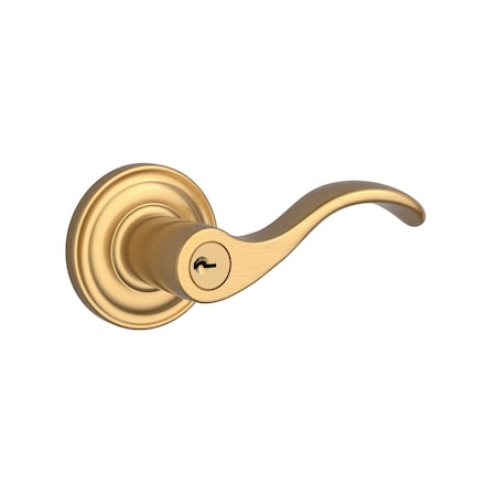 Baldwin Entry Curve Lever and Traditional Round Rose with 6AL Latch and Dual Strike Lifetime Satin ENCURTRR044