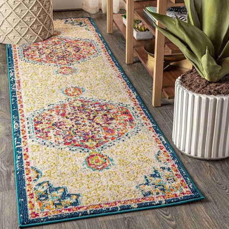 Jonathan Y Bohemian FLAIR Boho Vintage Medallion Cream/Orange 2 ft. x 8 ft. Runner Rug BMF101A-28