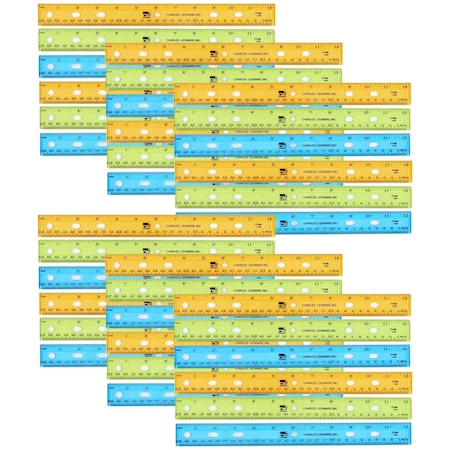 Charles Leonard Translucent 12in. Plastic Ruler, Assorted Colors, 36PK CHL77336IP
