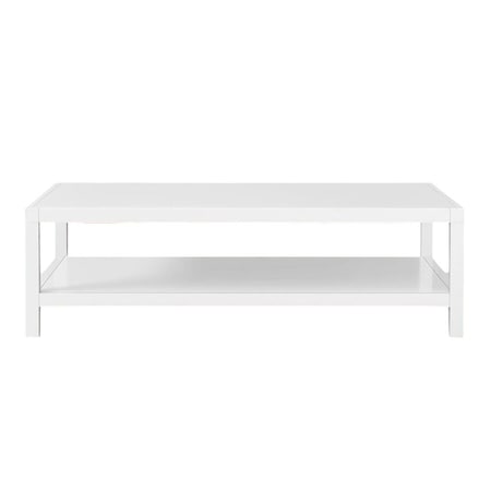 Homeroots 35" White Aluminum Coffee Table With Shelf 372176