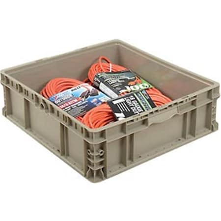 24 x 22 x 7 in. Straight Wall Container Solid Stackable, Gray